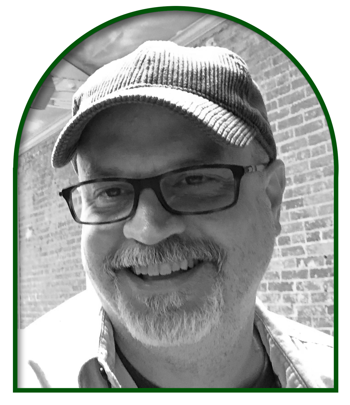 Curtis J Krick, portrait in black and white.